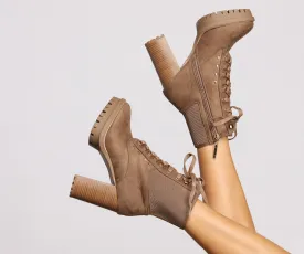 Slay In Faux Suede Lug Sole Booties