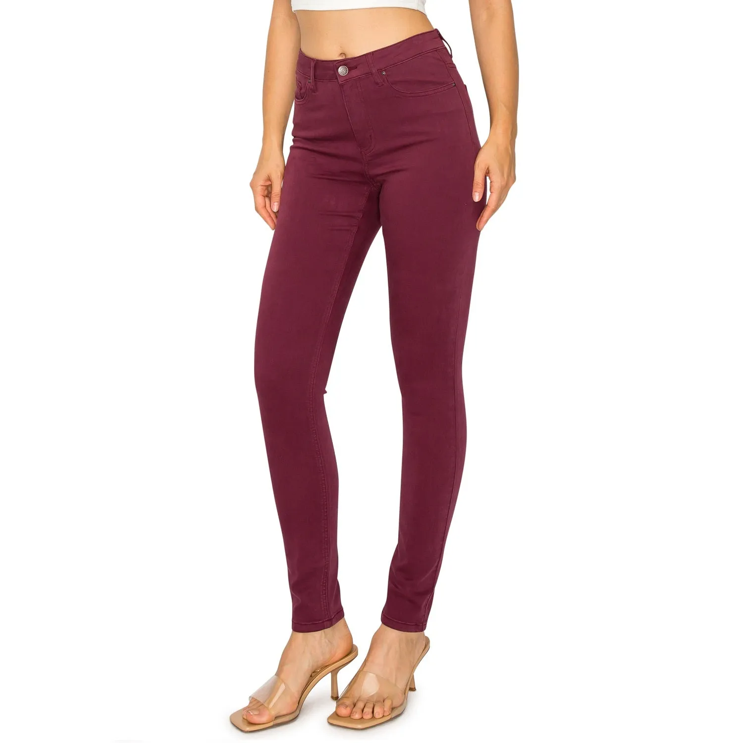 Soft Stretchy High Rise The Everyday Skinny Jeans - Burgundy