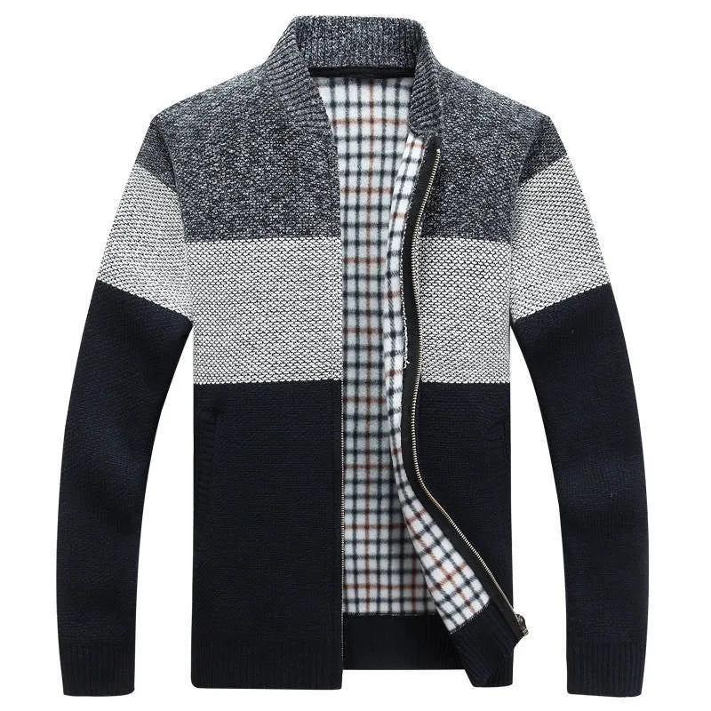 Spring Autumn Gradient Knitted Zipper Jacket