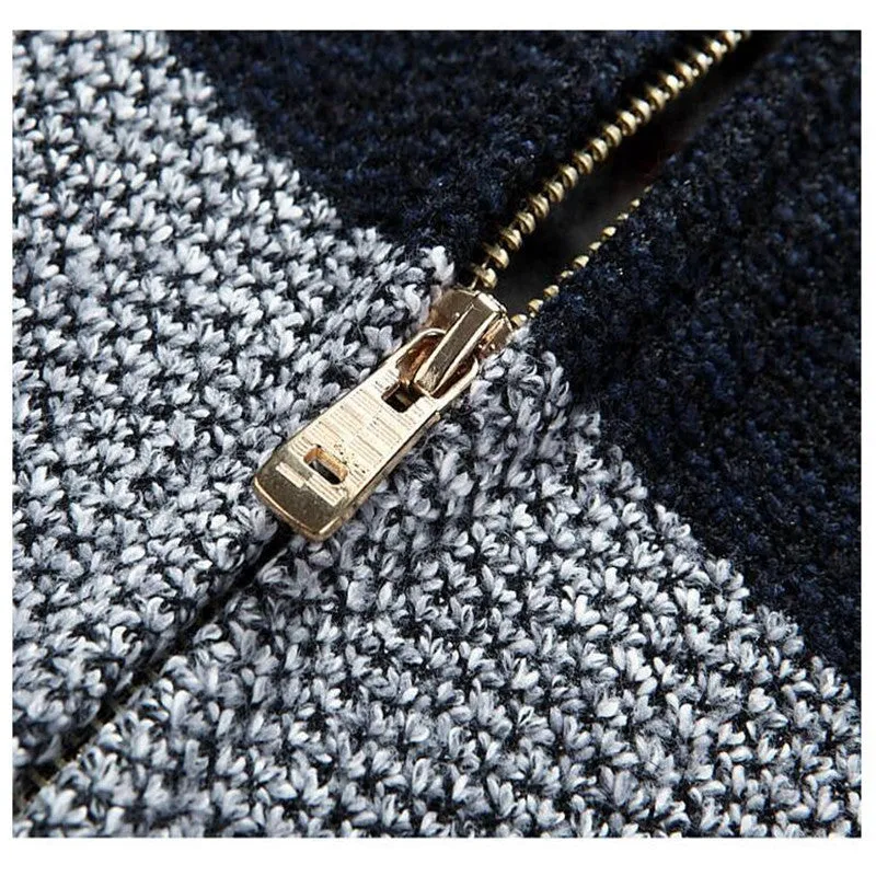 Spring Autumn Gradient Knitted Zipper Jacket