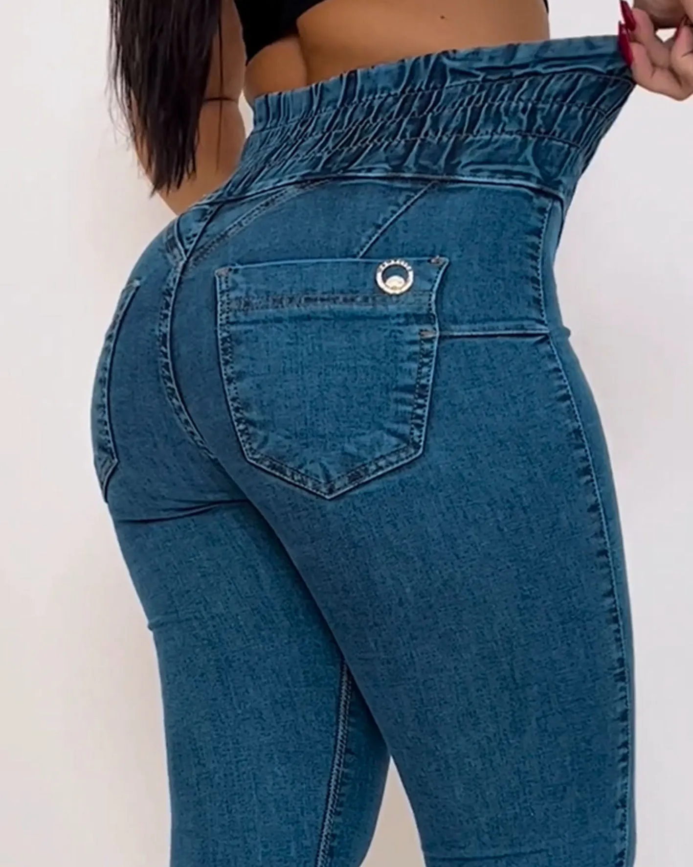 Stretch Elastische High-Waist-Jeans