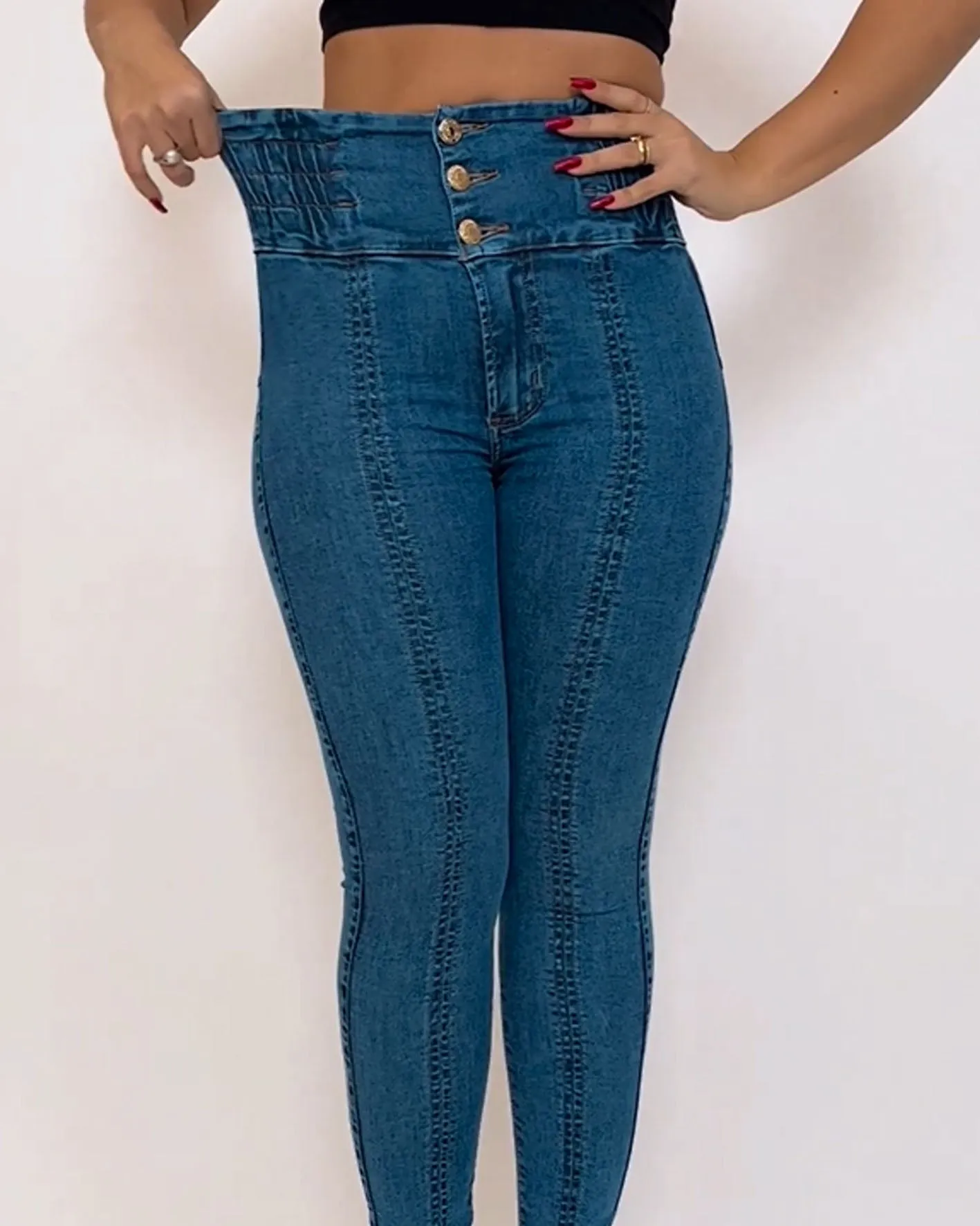 Stretch Elastische High-Waist-Jeans