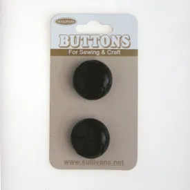 Sullivans Dome Button 2pc, Black- 20mm