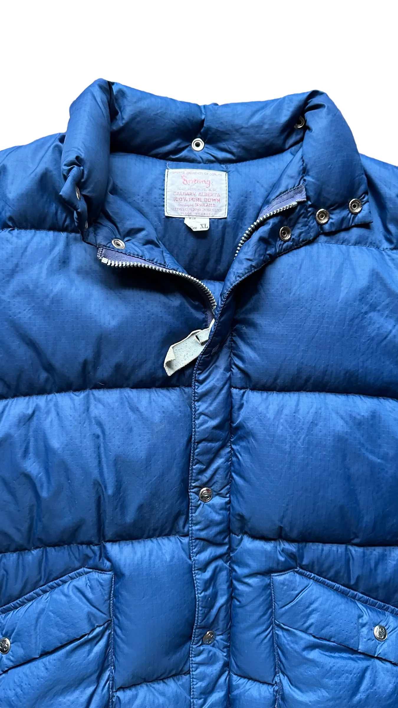 Vintage Sprung Blue Goose Down Puffer Jacket SZ XL | Vintage Puffer Jacket Seattle | Barn Owl Vintage Seattle