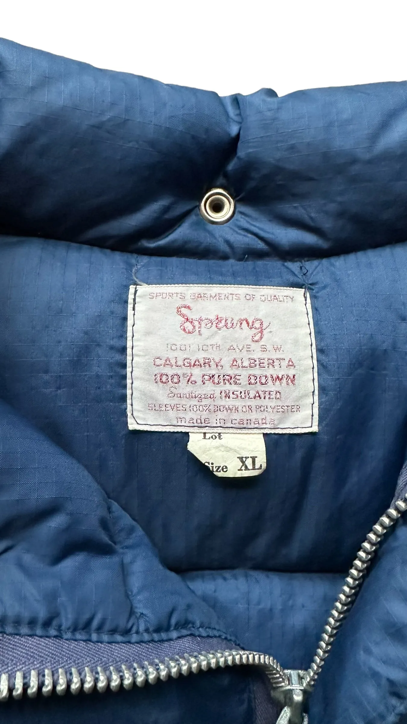 Vintage Sprung Blue Goose Down Puffer Jacket SZ XL | Vintage Puffer Jacket Seattle | Barn Owl Vintage Seattle