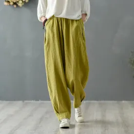 Vintage Summer Ginger Linen Tapered Women's Pants for Casual Wear