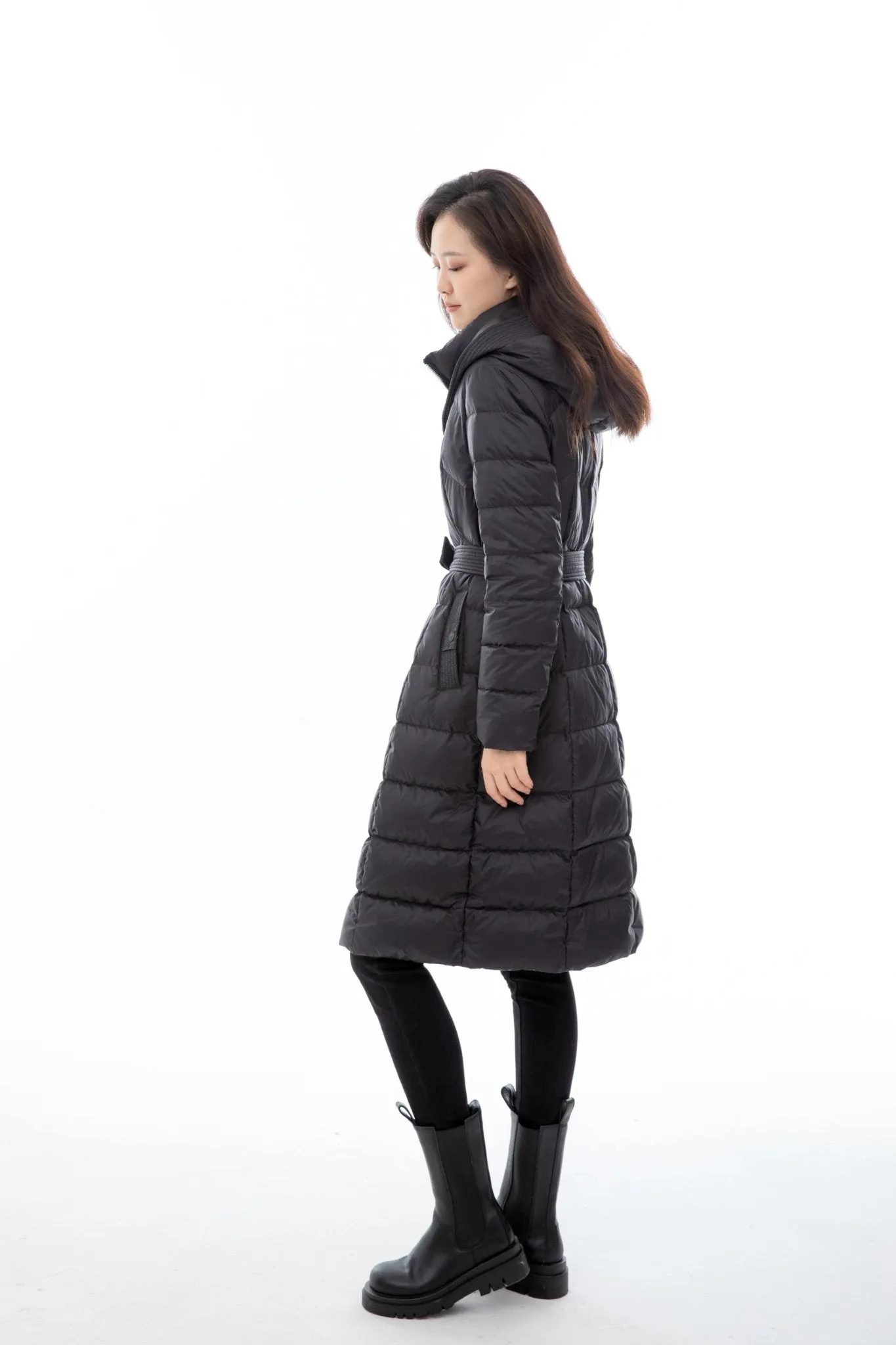 Waisted X-fit Down Jacket with Hood