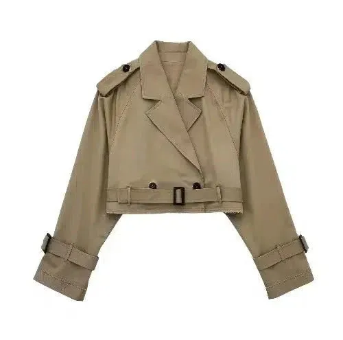 Wenkouban-Winter outfits Christmas Cropped Trench Jacket With Belt