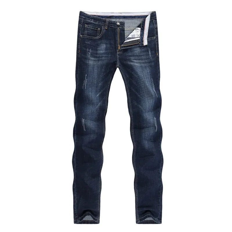 West Louis™ Casual Style Slim Dark Blue Denim Jeans