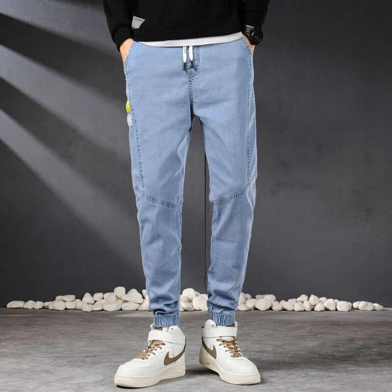 West Louis™ Vintage Streetwear Denim Jogger Pants