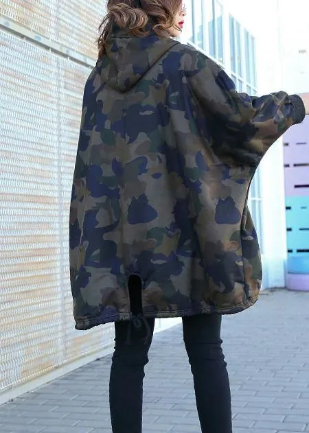 Women camouflage fine Coats Photography high neck Button Down fall coats