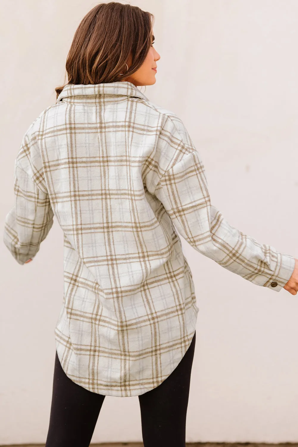 Womens Casual Plaid Shacket Button Down Shirts Coats