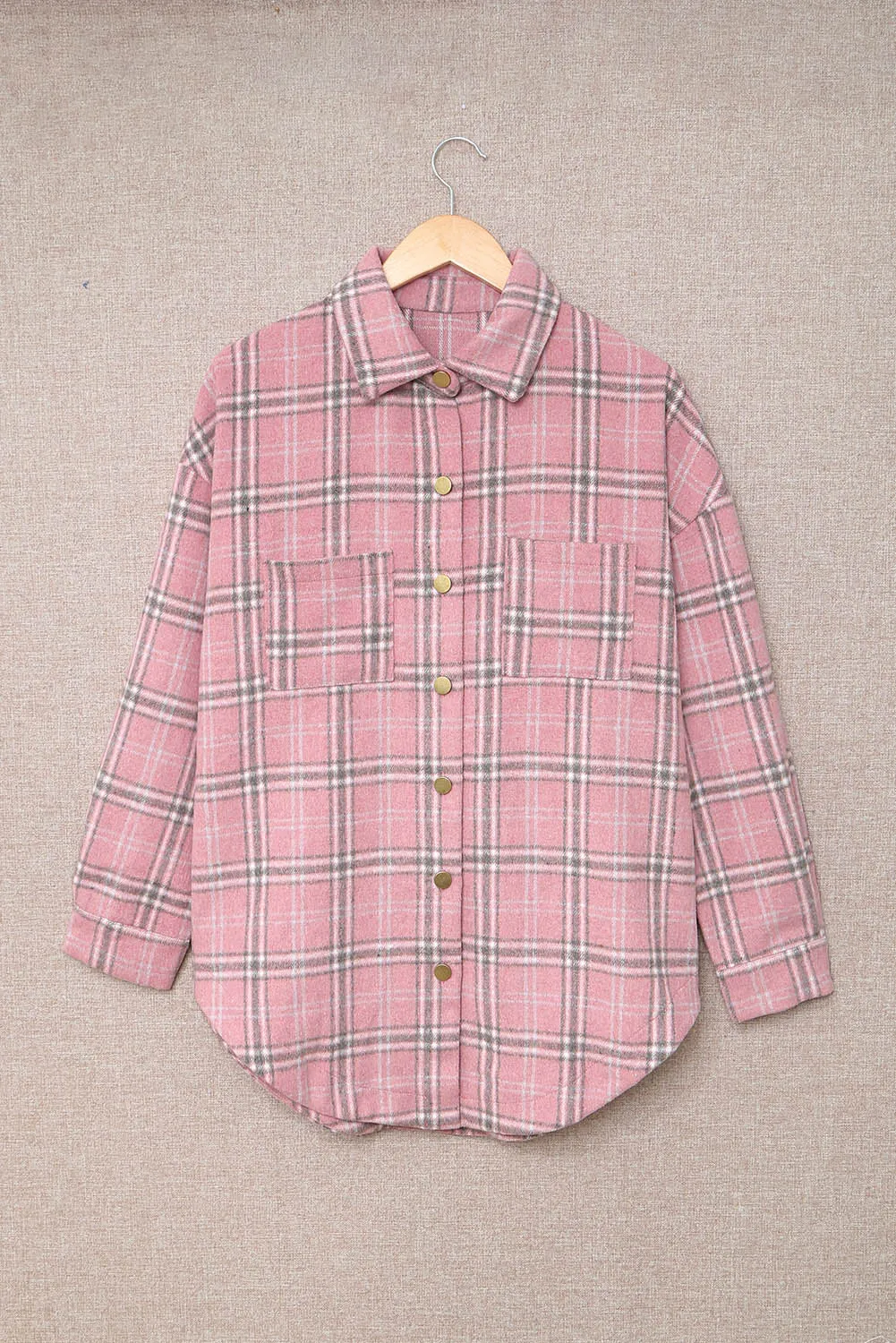 Womens Casual Plaid Shacket Button Down Shirts Coats