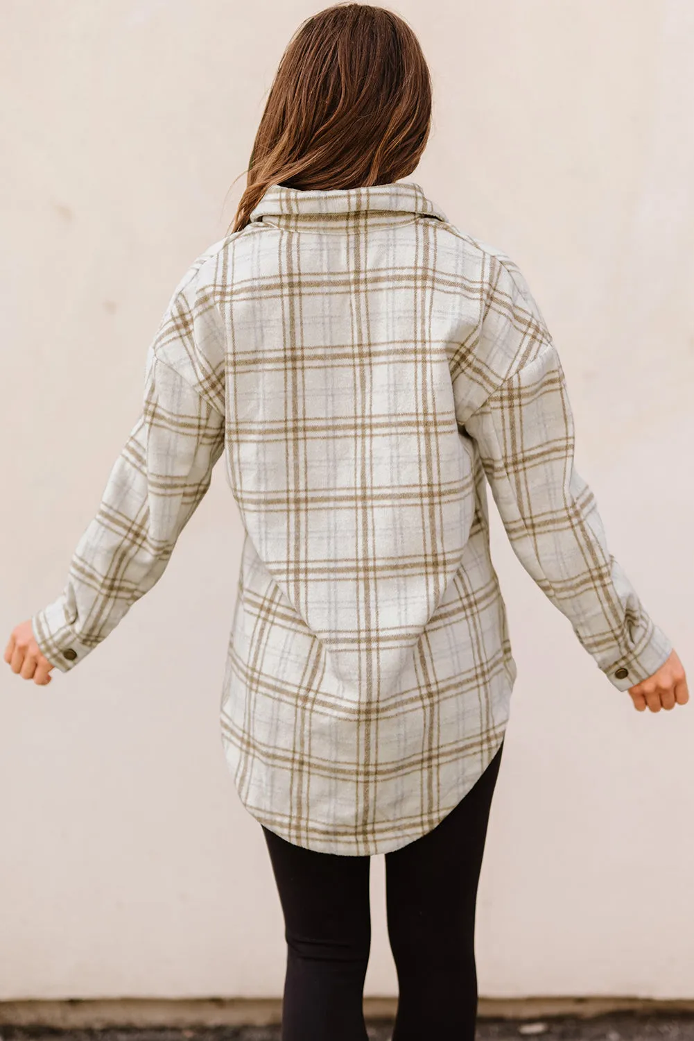 Womens Casual Plaid Shacket Button Down Shirts Coats