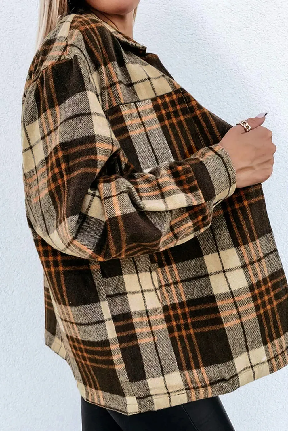 Womens Casual Plaid Shacket Button Down Shirts Coats