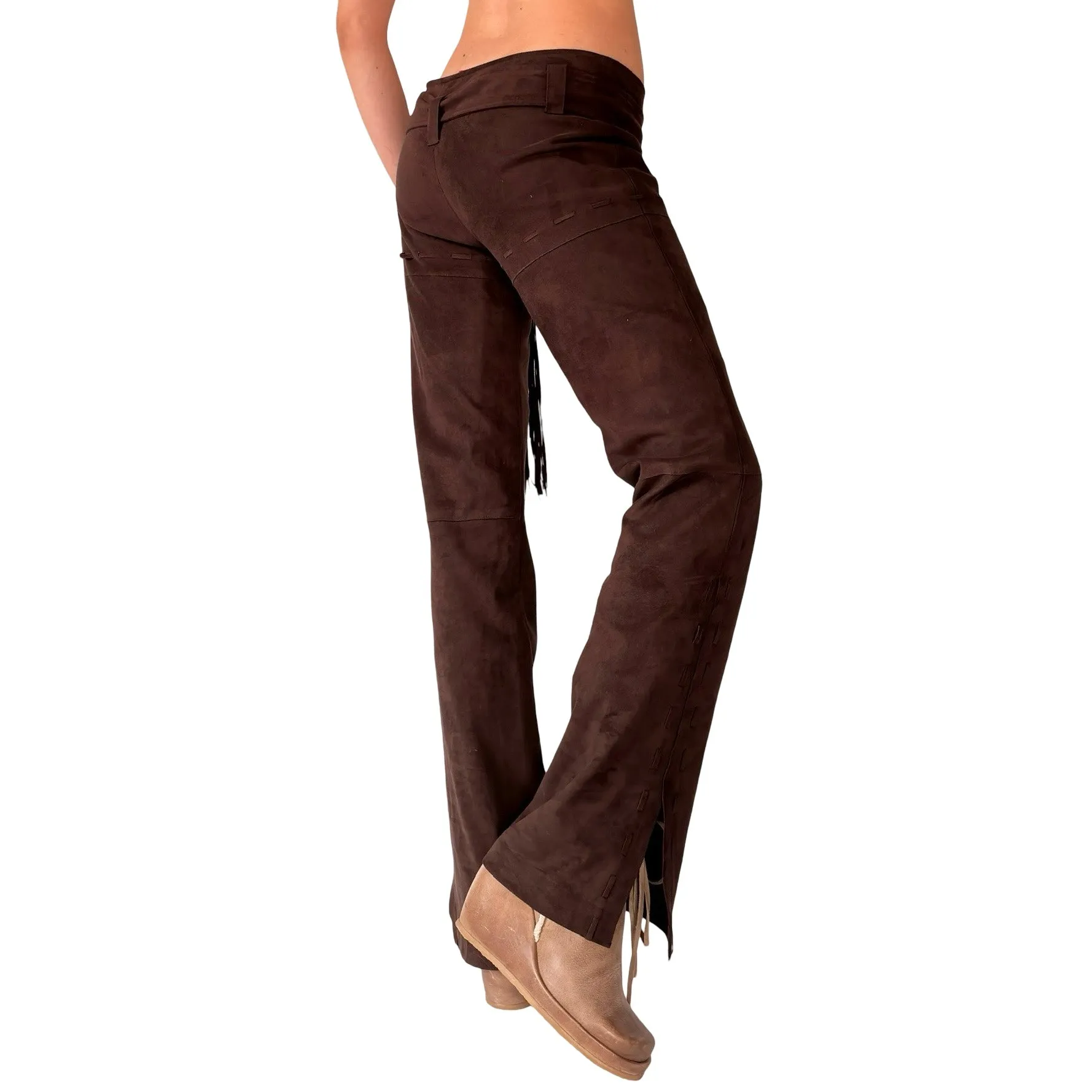 Y2K Chocolate Brown Belted Flares (S)