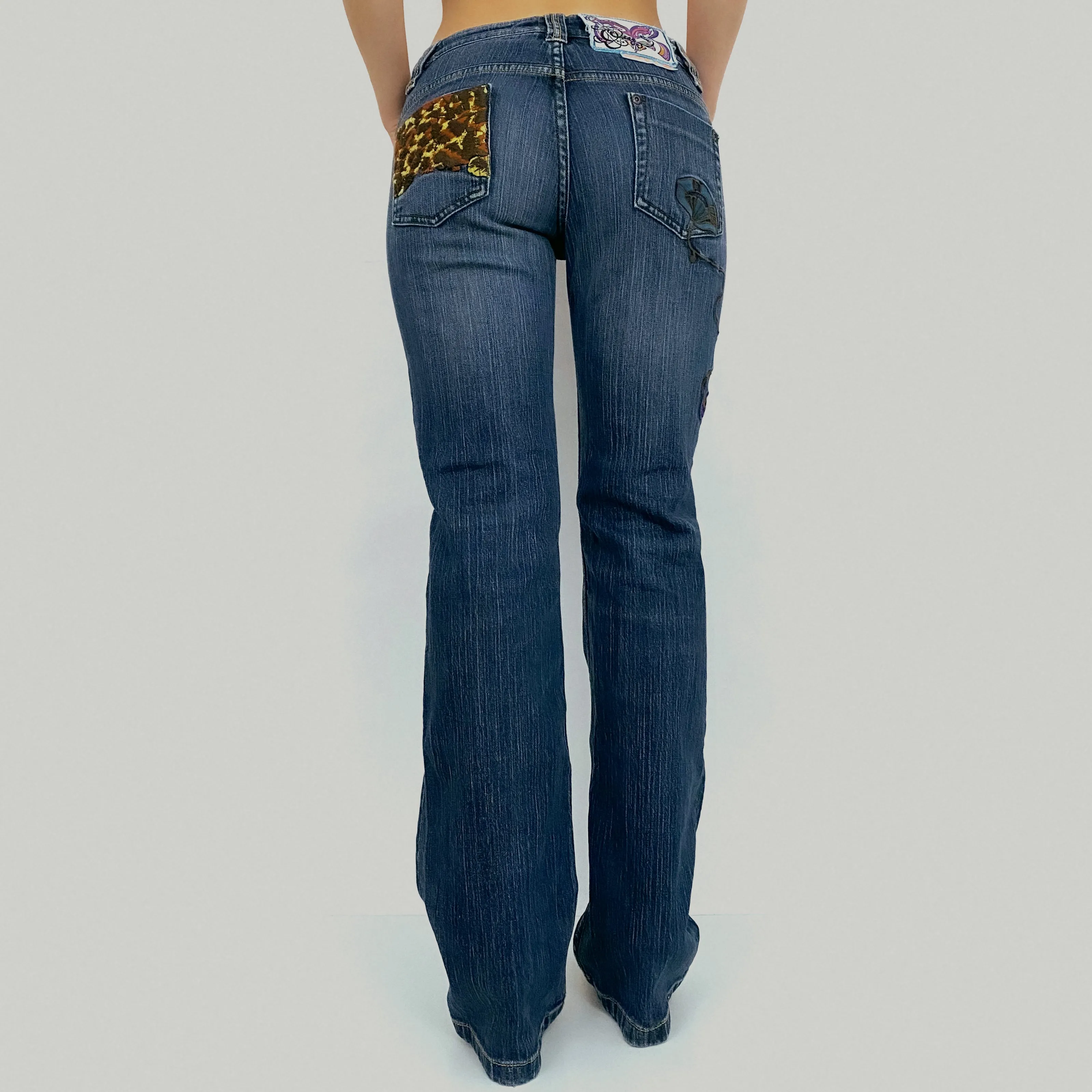 Y2K Funky Embroidered Jeans - Small