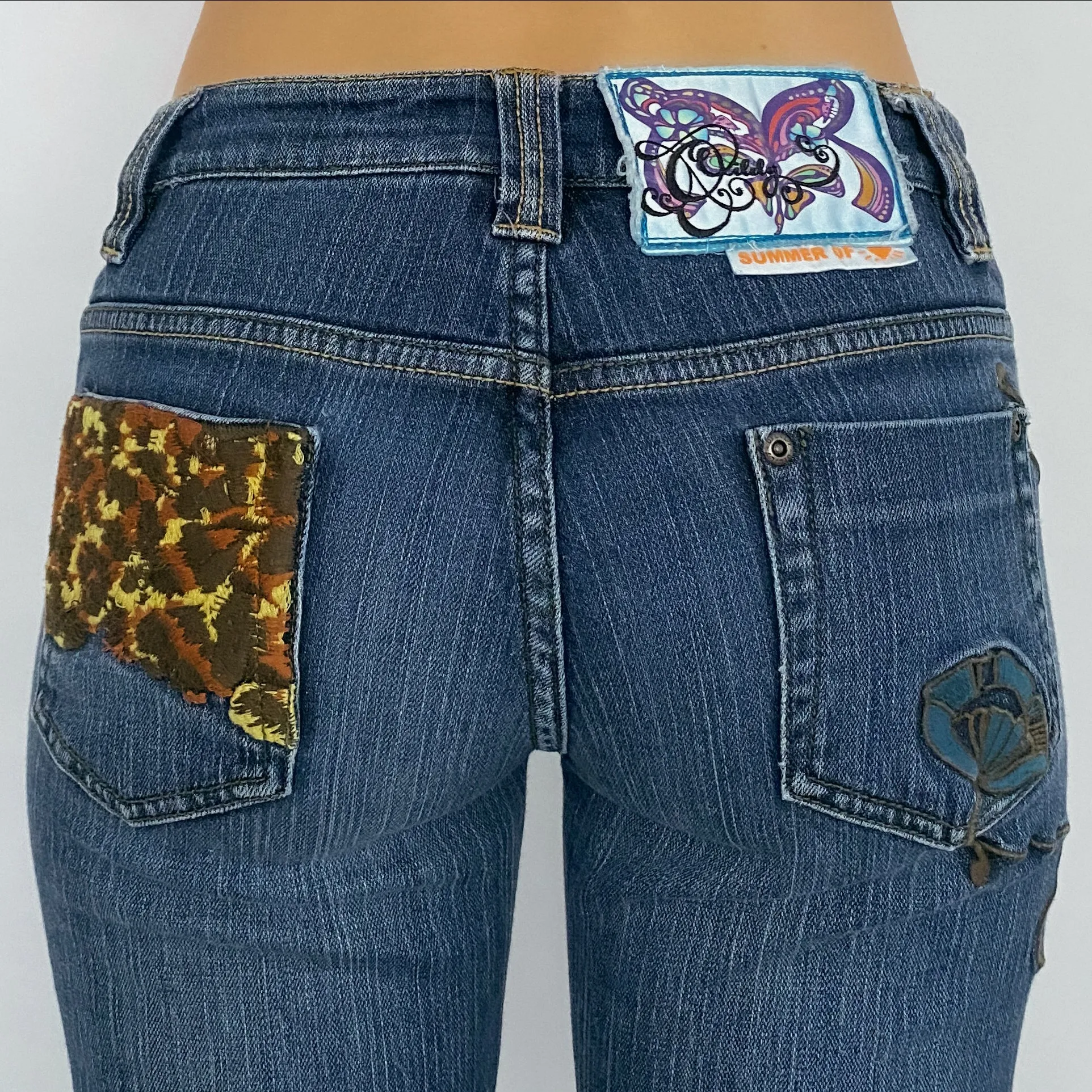 Y2K Funky Embroidered Jeans - Small