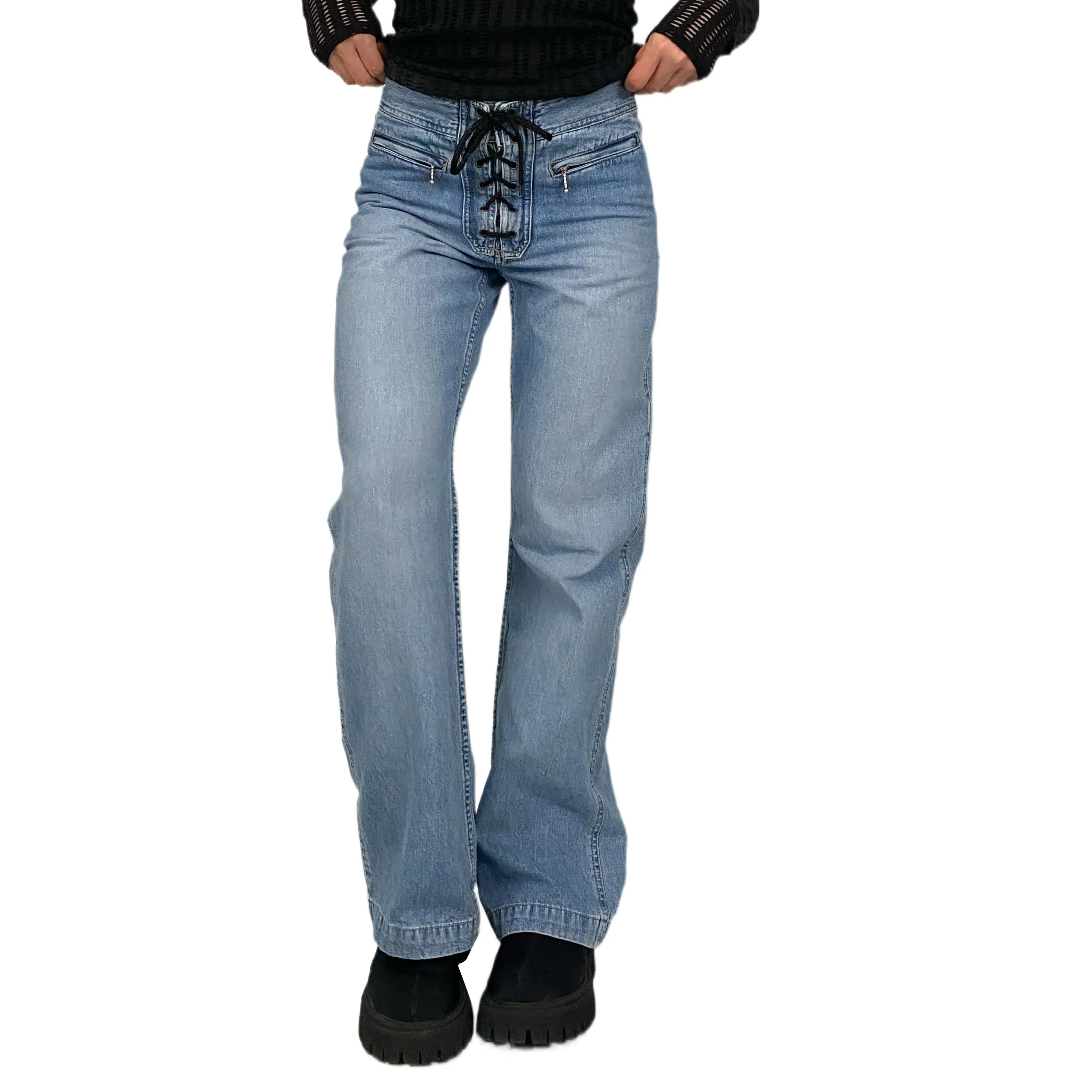 Y2K Lace-Up Jeans (XS)