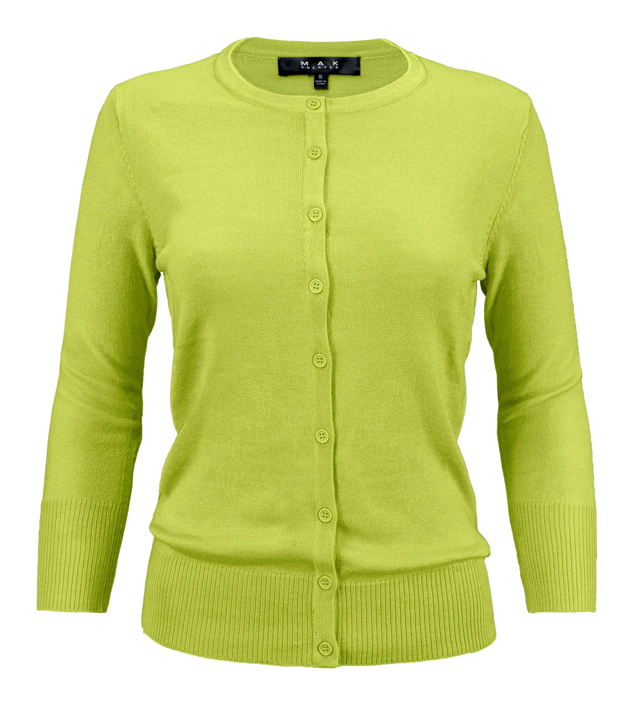 YEMAK Women's 3/4 Sleeve Crewneck Button Down Cardigan Sweater CO079 (S-L) Color Option (2 of 2)