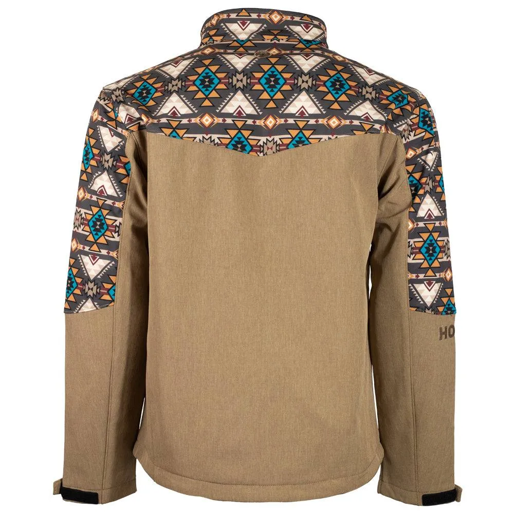 Youth "Hooey Softshell Jacket" Tan w/Aztec detailing