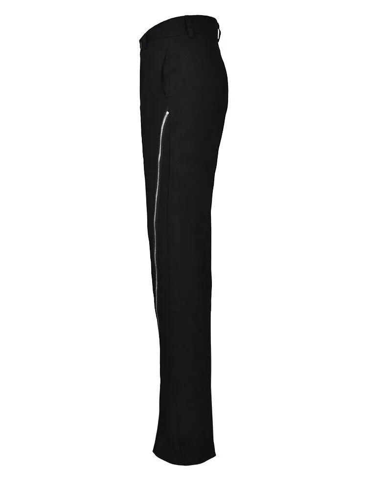 Zipper Irregular Long Flare Pant