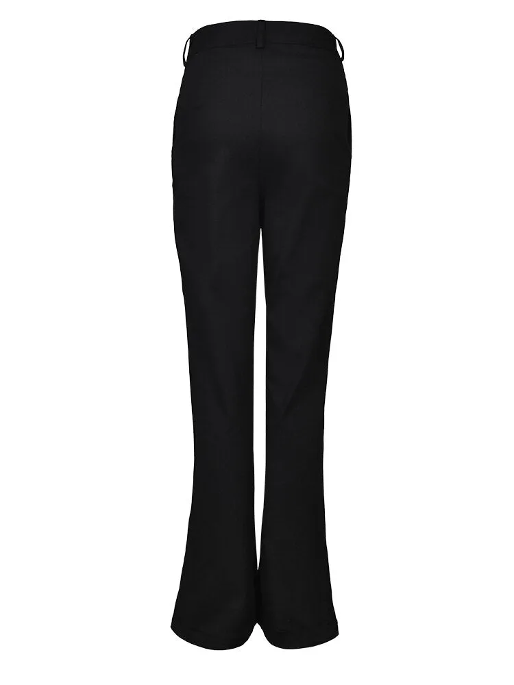 Zipper Irregular Long Flare Pant